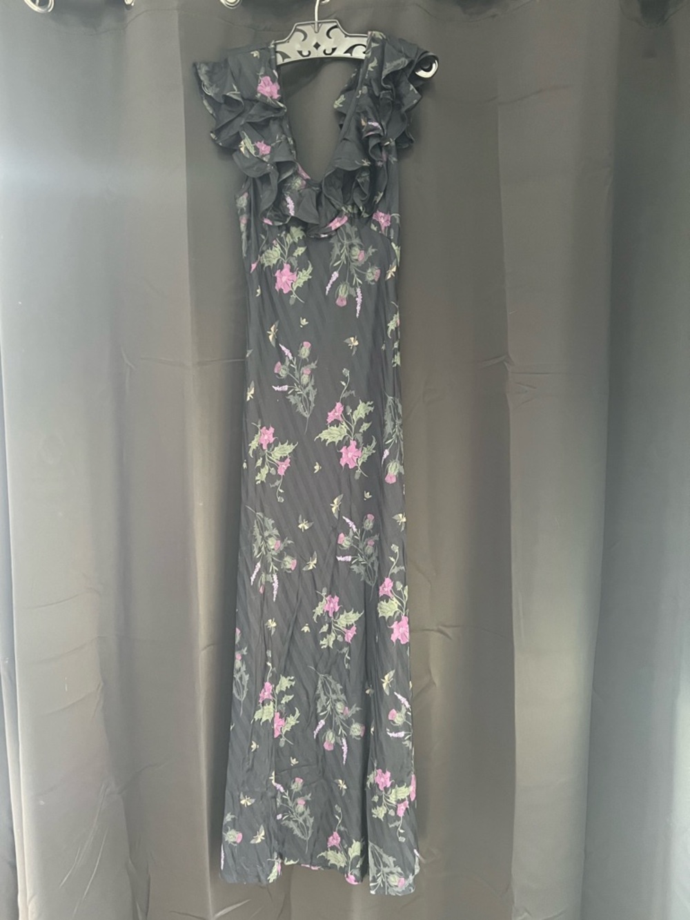 Disturbia Cassandra Navy Maxi Dress with Floral Print